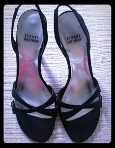 Stuart Weitzman Black Satin Sandals